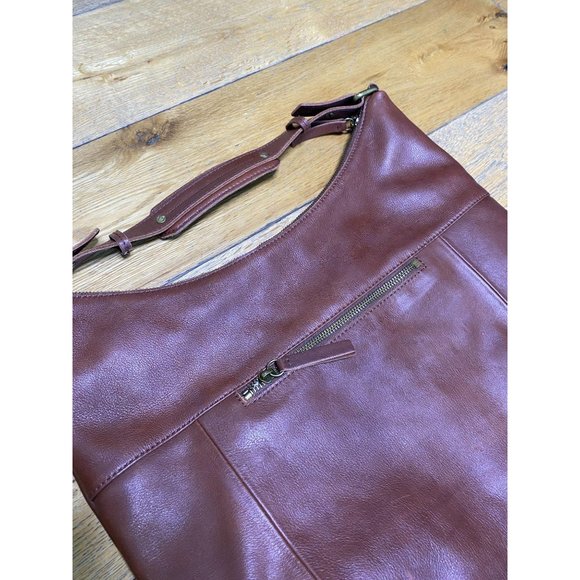 (Sold) Lucky Brand 100% Leather Zip Top Hobo Bag - Picture 7 of 12
